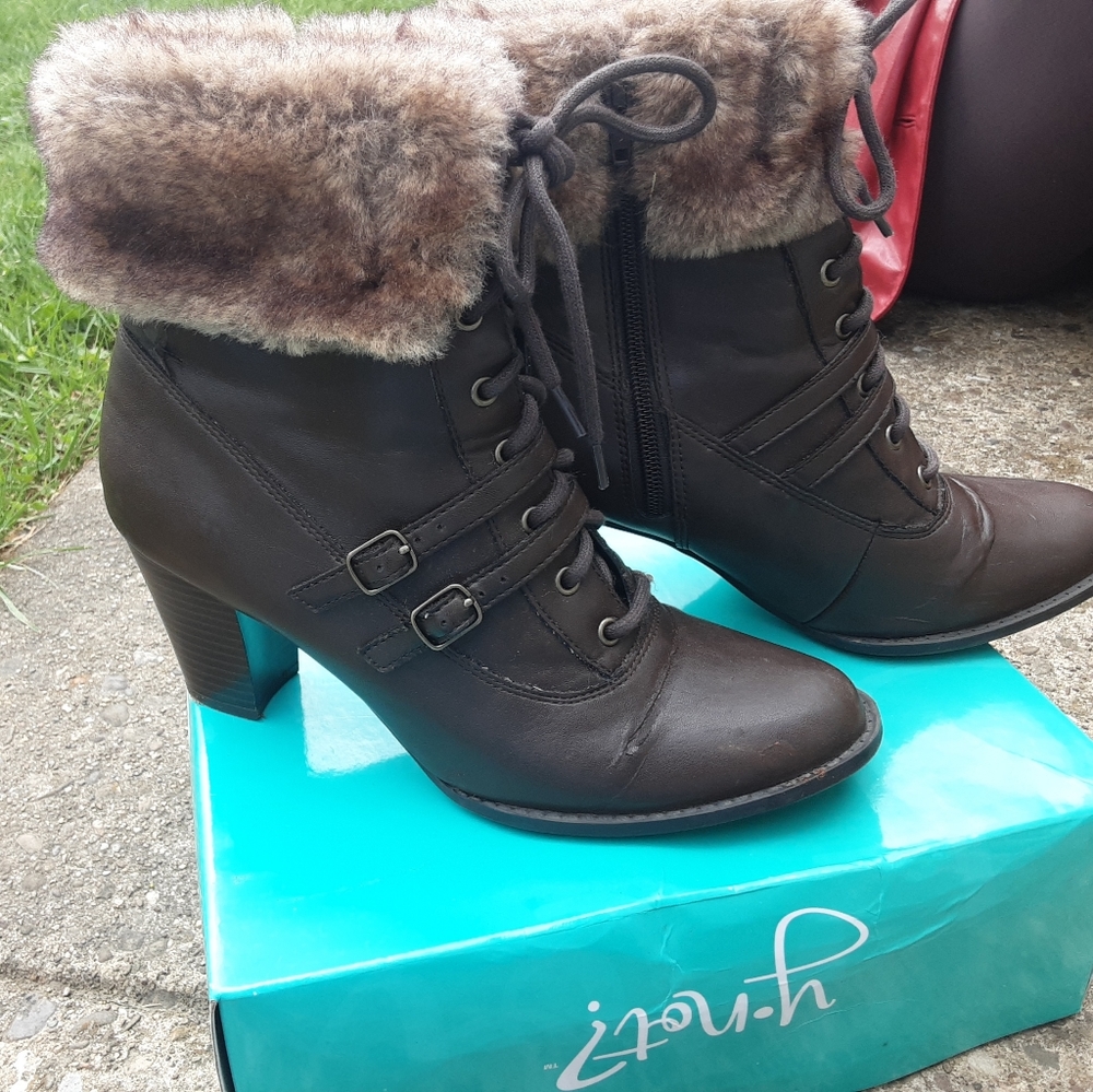 Fur leather boots 👢